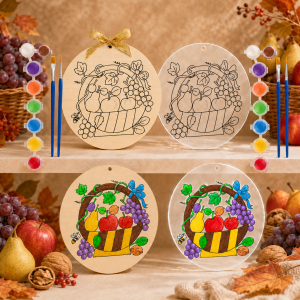 Tablou de pictat cu fructe de toamnă – lemn sau plexiglas | Activitate creativă pentru copii