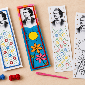 Semn de carte de cusut cu Mihai Eminescu  – Kit creativ complet