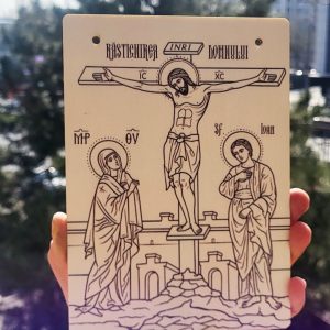 Icoană Răstignirea Domnului – suport din lemn sau plexiglas, pentru pictat