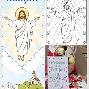 Semn de carte de cusut cu Biserică - Hristis s-a Înălțat!