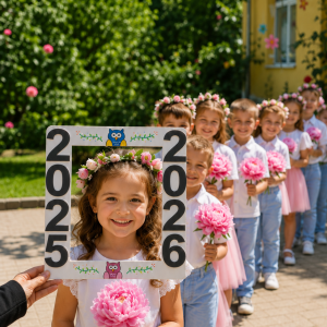 Ramă foto personalizată din lemn – decor pentru început de an școlar, absolvire, grădiniță, școală și evenimente