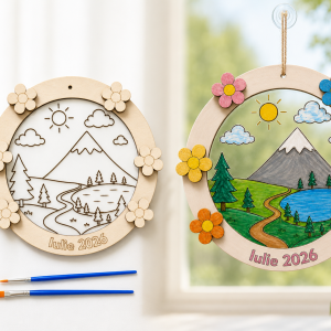Tablou decorativ personalizat din plexiglas cu ramă din lemn – kit de pictură 18 cm