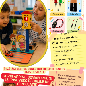 Atelier STEM – Semafor electric din lemn | Copiii învață regulile de circulație prin joacă