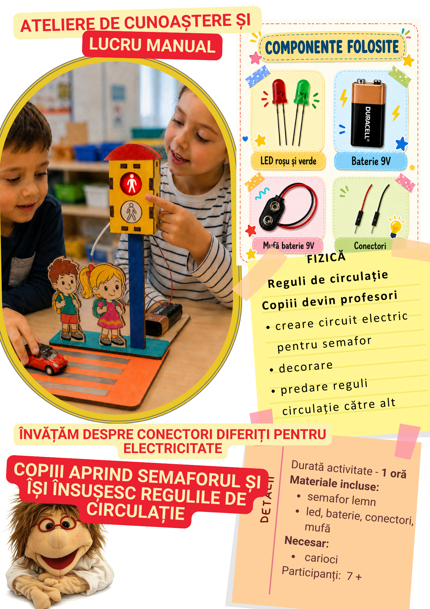 Atelier STEM – Semafor electric din lemn | Copiii învață regulile de circulație prin joacă