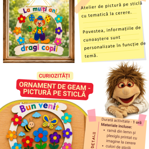 Atelier de pictură pe sticlă pentru copii – Ornament decorativ personalizat cu ramă din lemn