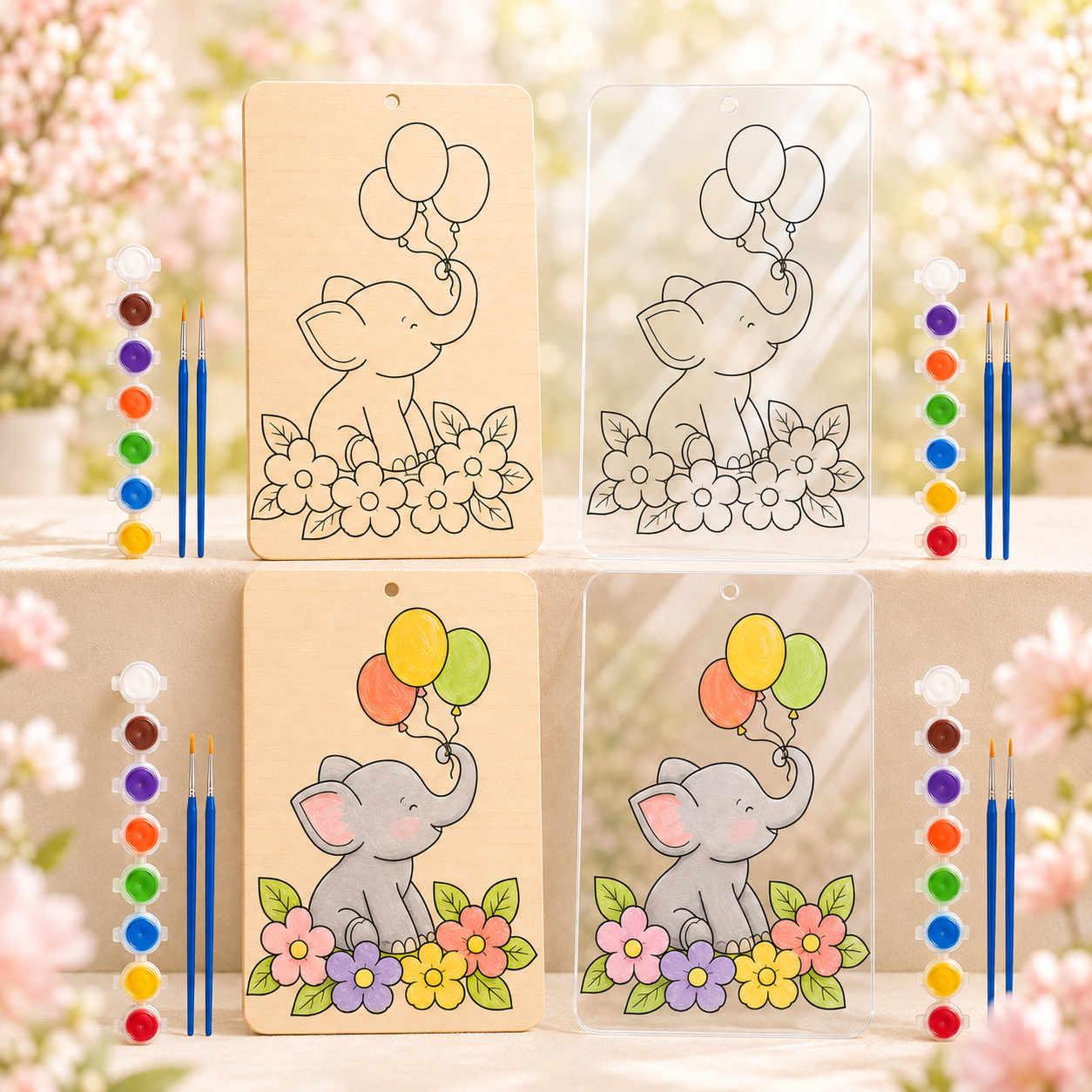 Mascota clasei – Imagine personalizată la cerere (primăvara) -Tablou pentru pictat din lemn sau plexiglas – | Kit creativ pentru copii