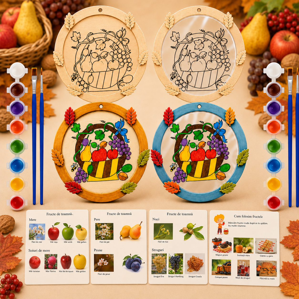 Atelier educativ Fructe de toamnă – Curiozități, culori și sănătate | Pictură pe lemn sau plexiglas