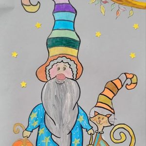 Tutorial toamna - Pitic de Haloween (Print pe hârtie gri)